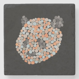 Posavasos De Piedra Oso Panda Dotado De Color