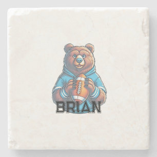 Posavasos De Piedra Oso Pardo Moderno Fútbol Personalizado
