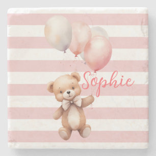 Posavasos De Piedra Oso pequeño lindo en rosa
