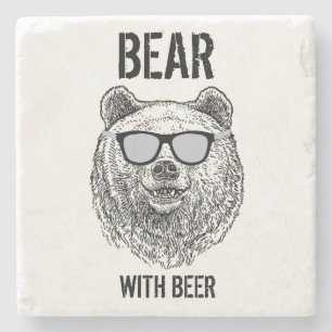 Posavasos De Piedra Oso Personalizado CON CERVEZA Hombres Regalo Diver