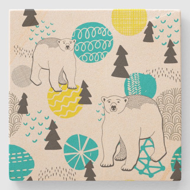 Posavasos De Piedra Oso polar (Anverso)