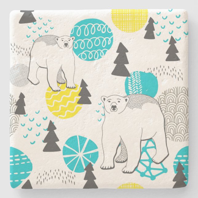 Posavasos De Piedra Oso polar (Anverso)