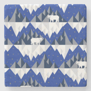 Posavasos De Piedra Oso Polar sobre el patrón Iceberg sin Marea.
