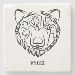 Posavasos De Piedra Oso tribal blanco y negro