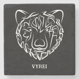 Posavasos De Piedra Oso tribal blanco y negro