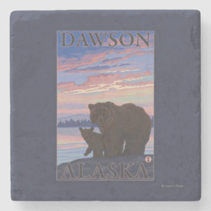 Posavasos De Piedra Oso y Cub - Dawson, Alaska