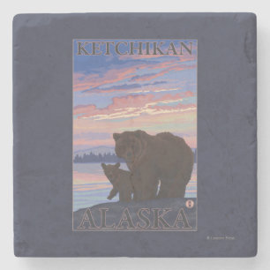 Posavasos De Piedra Oso y Cub - Ketchikan, Alaska