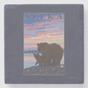 Posavasos De Piedra Oso y Cub - Sitka, Alaska