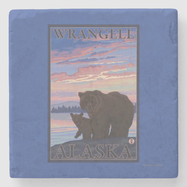 Posavasos De Piedra Oso y Cub - Wrangell, Alaska (Anverso)