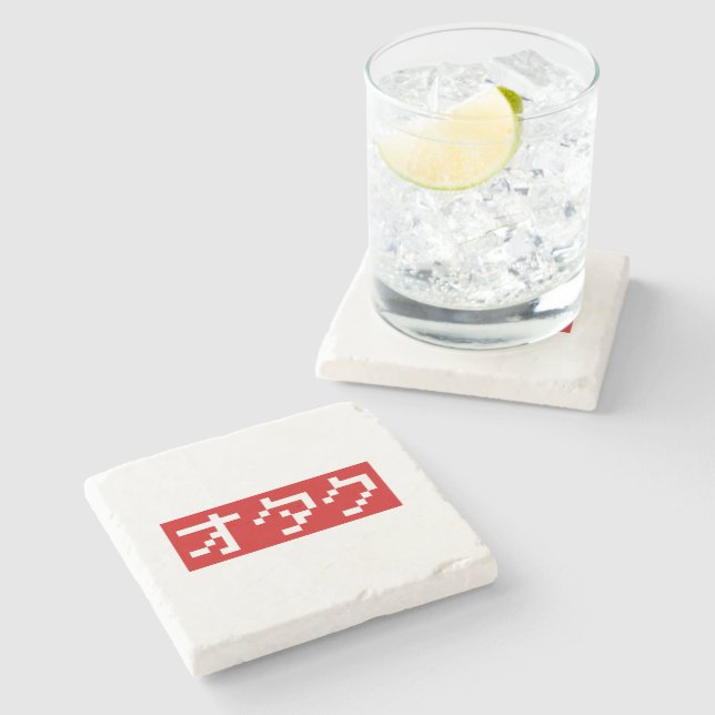 Posavasos De Piedra OTAKU 8 bits BLOQUE japonés de Katakana (Lateral)