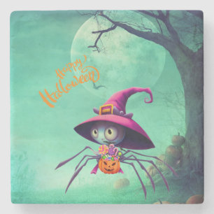 Posavasos De Piedra Otoño/otoño/araña/bruja/halloween