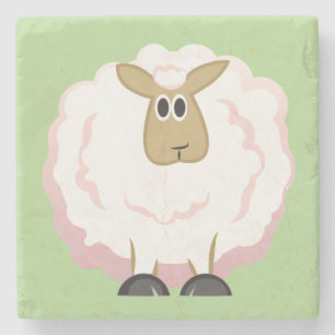 Posavasos De Piedra Oveja blanca Fluffy