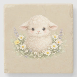 Posavasos De Piedra Ovejas caprichosas y flores silvestres para un enc