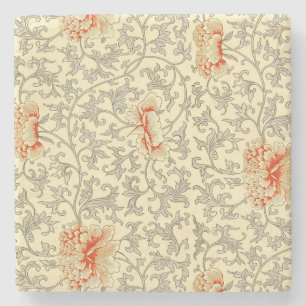 Posavasos De Piedra Owen Jones Patrón Antiguo: Coral Floral Gris