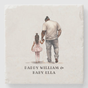 Posavasos De Piedra Padre e hija negros personalizados (3)