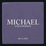 Posavasos De Piedra Padrino Personalizado Moderno<br><div class="desc">Regalos de Padrino Personalizados Modernos con el nombre del padrino,  título y fecha de la boda en estilo de letra serif clásico.</div>