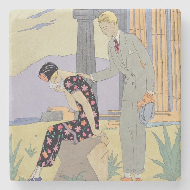 Posavasos De Piedra Paestum, 1924 (impresión del pochoir) (Anverso)