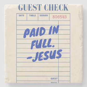 Posavasos De Piedra 'Pagado en su totalidad. - Jesús' Recibo de restau