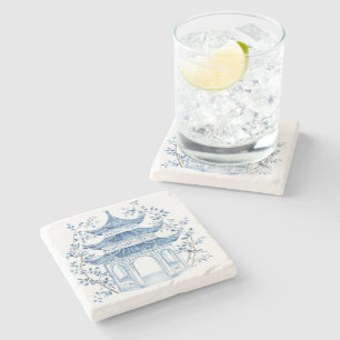 Posavasos De Piedra Pagoda Chinoiserie Toile De Jouy 