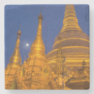 Posavasos De Piedra Pagoda Shwedagon de noche, Myanmar