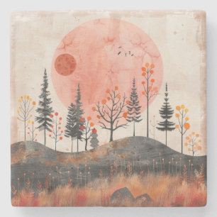 Posavasos De Piedra Paisaje abstracto de Boho (13)
