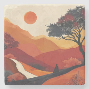 Posavasos De Piedra Paisaje abstracto de Boho (19)