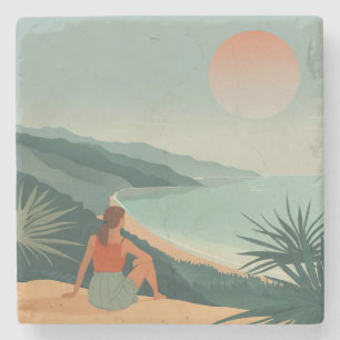 Posavasos De Piedra Paisaje abstracto de Boho (9)
