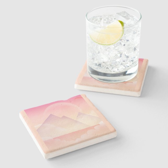Posavasos De Piedra Paisaje de la montaña Dreamy Pastel (Lateral)