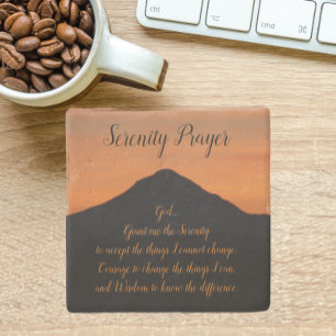 Posavasos De Piedra Paisaje de la montaña Sunset de Serenity Prayer