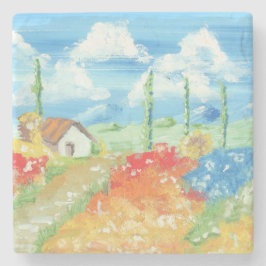 Posavasos De Piedra Paisaje de la vastedad de la Toscana