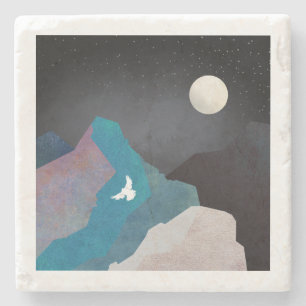 Posavasos De Piedra Paisaje de Pájaro de Montaña