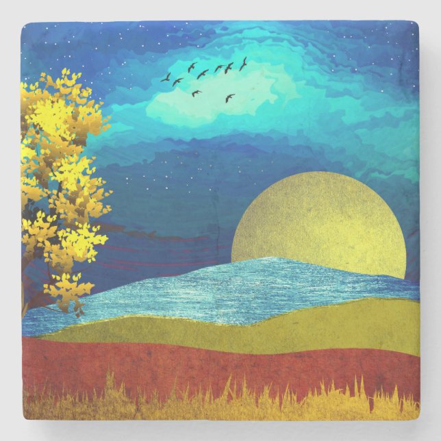 Posavasos De Piedra Paisaje del cielo líquido (Anverso)