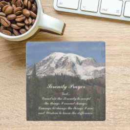 Posavasos De Piedra Paisaje del Monte Rainier de la Oración de la Sere