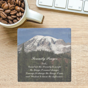 Posavasos De Piedra Paisaje del Monte Rainier de la Oración de la Sere
