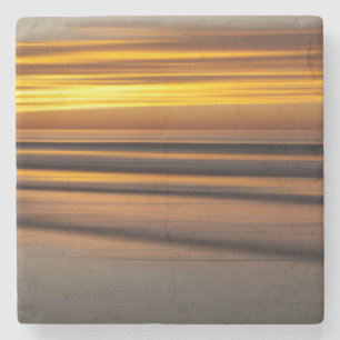 Posavasos De Piedra Paisaje marino abstracto al atardecer, CA
