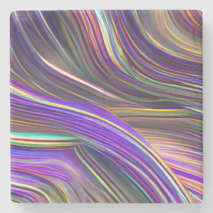 Posavasos De Piedra Paisaje marino abstracto olas fracturadas 24