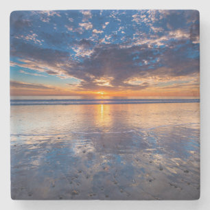 Posavasos De Piedra Paisaje marino dramático, puesta de sol, CA