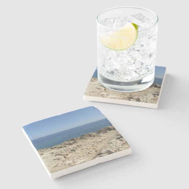 Posavasos De Piedra Paisaje mediterráneo de las islas griegas (Lateral)