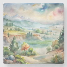 Paisaje montañoso acuarela