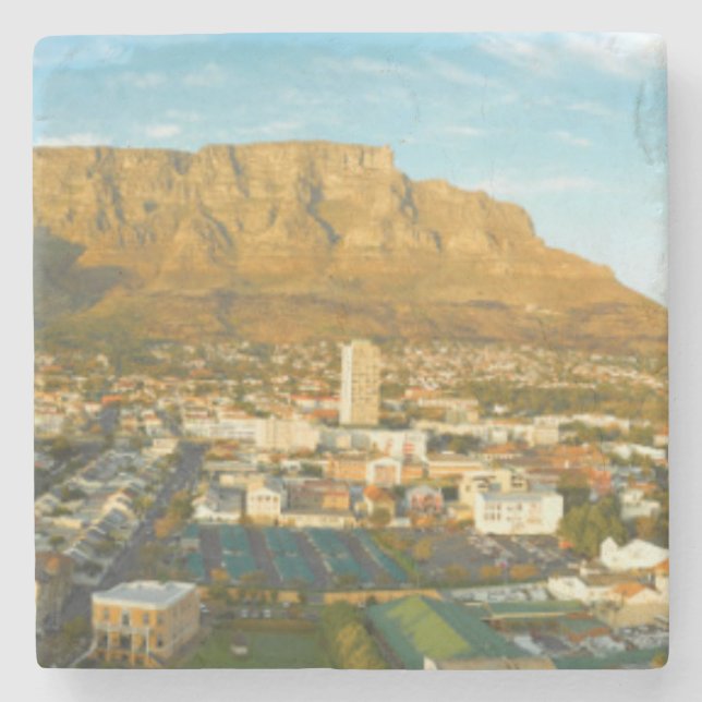 Posavasos De Piedra Paisaje urbano de Ciudad del Cabo con montaña de m (Anverso)