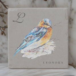 Posavasos De Piedra Pájaro azul acuarela elegante personalizable
