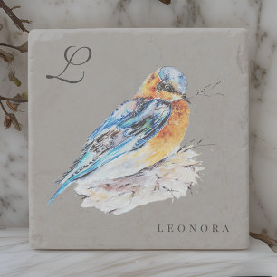 Posavasos De Piedra Pájaro azul acuarela elegante personalizable
