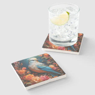 Posavasos De Piedra Pájaro azul de naturaleza caprichosa