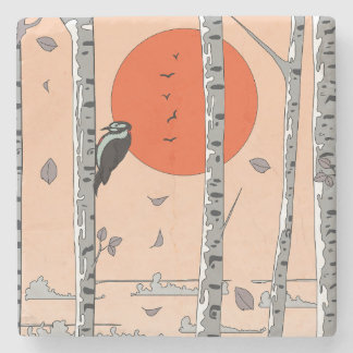 Posavasos De Piedra Pájaro carpintero japonés