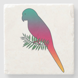 Posavasos De Piedra Pájaro colorido en un práctico de costa de la