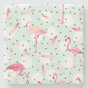 Posavasos De Piedra Pájaro del flamenco con las plumas