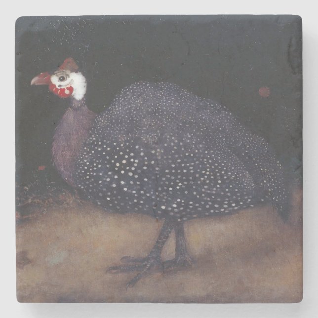 Posavasos De Piedra Pájaro guineafowl enganchado (por Jan Mankes) (Anverso)