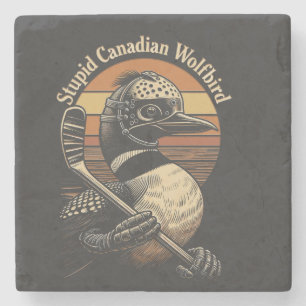 Posavasos De Piedra Pájaro Lobo Canadiense Estúpido