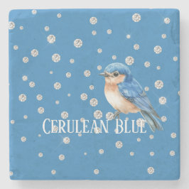 Posavasos De Piedra Pájaros Azules Cerúleos Diamantes Falsos