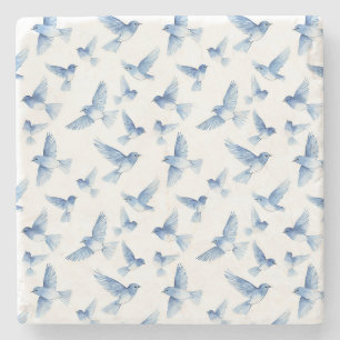 Posavasos De Piedra Pájaros Azules en Vuelo